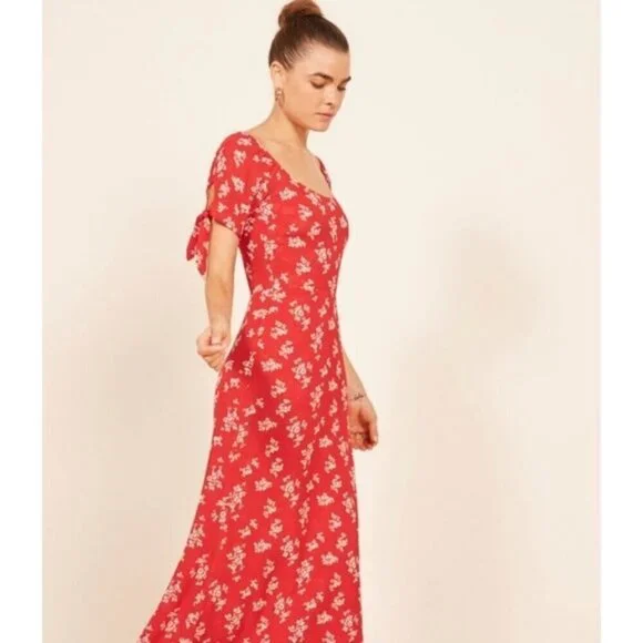 💕REFORMATION💕 Meredith Dress ~ Red Floral Print 0